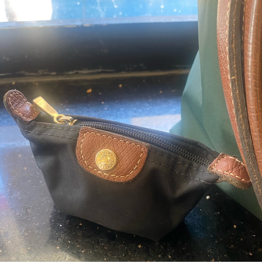 LONGCHAMP Frm TUNISIA BLACK GOLD NYLON RETIRED COIN Pouchette Wallet LUX